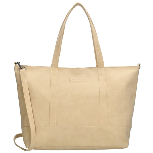 Shopper aus Kunstleder in Beige 46x30cm mit Reißverschluss - leder-accessoires.com