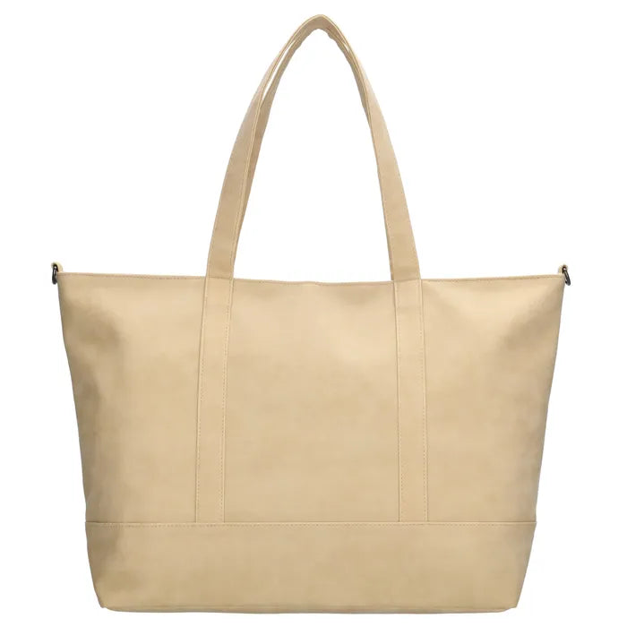 Shopper aus Kunstleder in Beige 46x30cm mit Reißverschluss - leder-accessoires.com