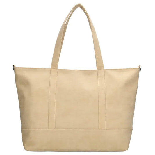 Shopper aus Kunstleder in Beige 46x30cm mit Reißverschluss - leder-accessoires.com