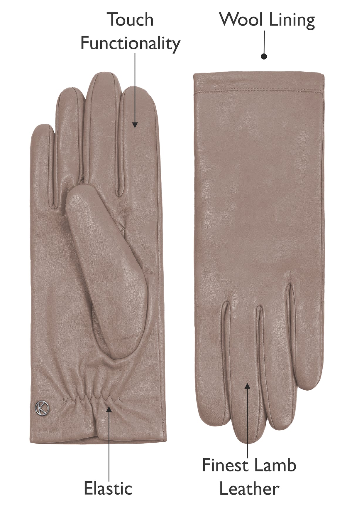 Handschuhe Damen in Taupe aus Lammleder - leder-accessoires.com
