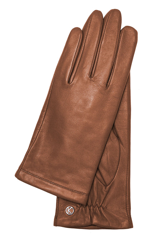 Handschuhe Damen in Cognac aus Lammleder - leder-accessoires.com