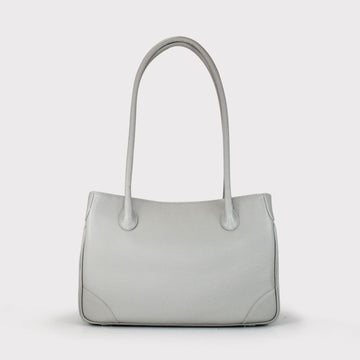 Schultertasche 35x24x13cm in Hellgrau aus Leder - leder-accessoires.com