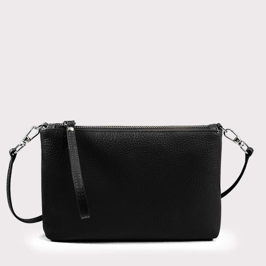 Umhängetasche 24x15x3cm in Schwarz aus Leder - leder-accessoires.com