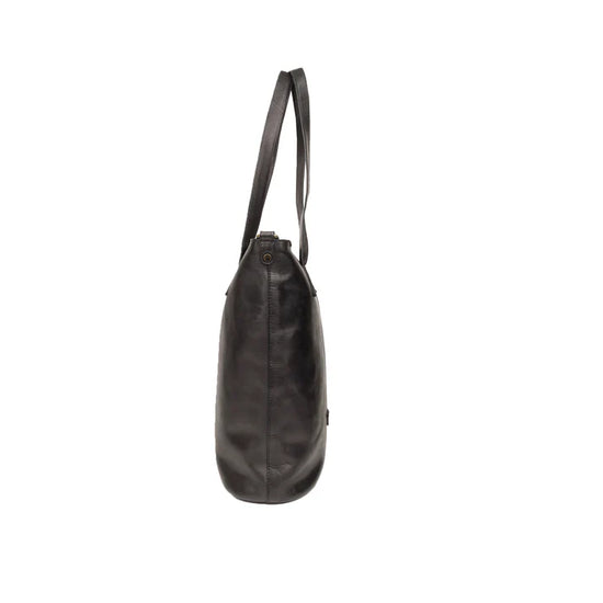 Eleganter schwarzer Ledershopper Bellicci für Büro und Alltag