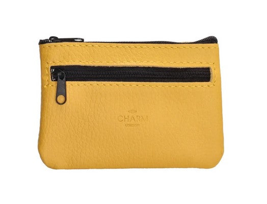 Schlüsseletui 13,5x9cm in Gelb aus Leder mit Reißverschluss - leder-accessoires.com