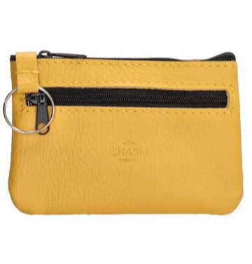 Schlüsseletui 13,5x9cm in Gelb aus Leder mit Reißverschluss - leder-accessoires.com