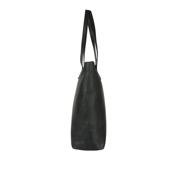 Ledershopper Damen Schwarz mit geräumigem Hauptfach und Innenreißverschluss