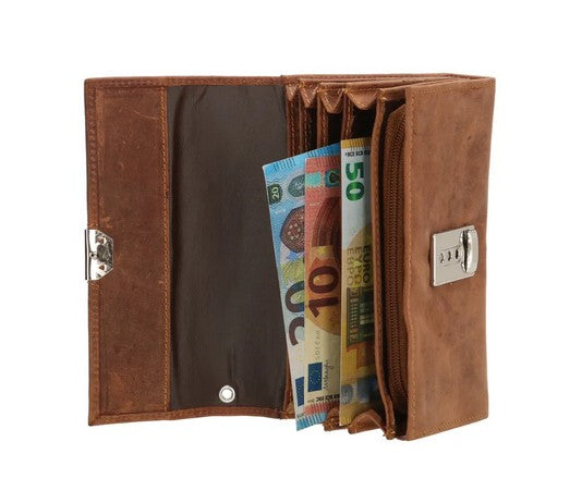 Kellnerbörse 24,5 x 12,5cm in Braun mit Halfer - leder-accessoires.com