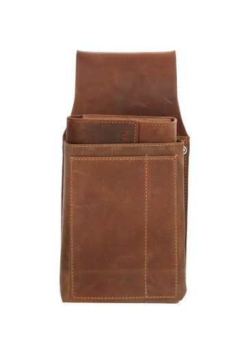 Kellnerbörse 24,5 x 12,5cm in Braun mit Halfer - leder-accessoires.com