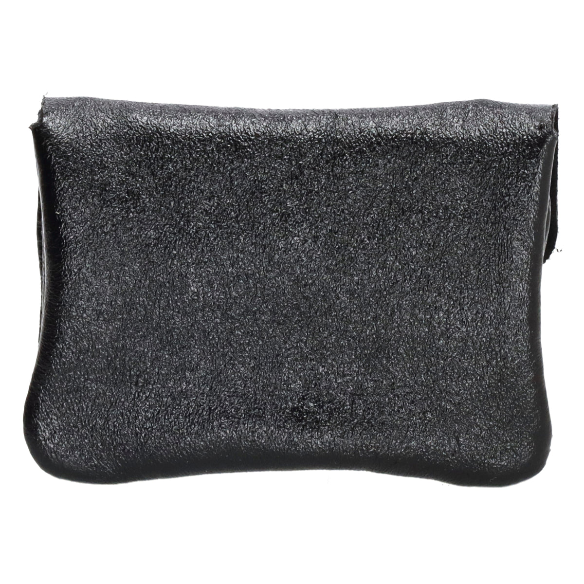 Lederbörse Mini 11x7,5cm in Schwarz-Metallic mit Druckknopf - leder-accessoires.com