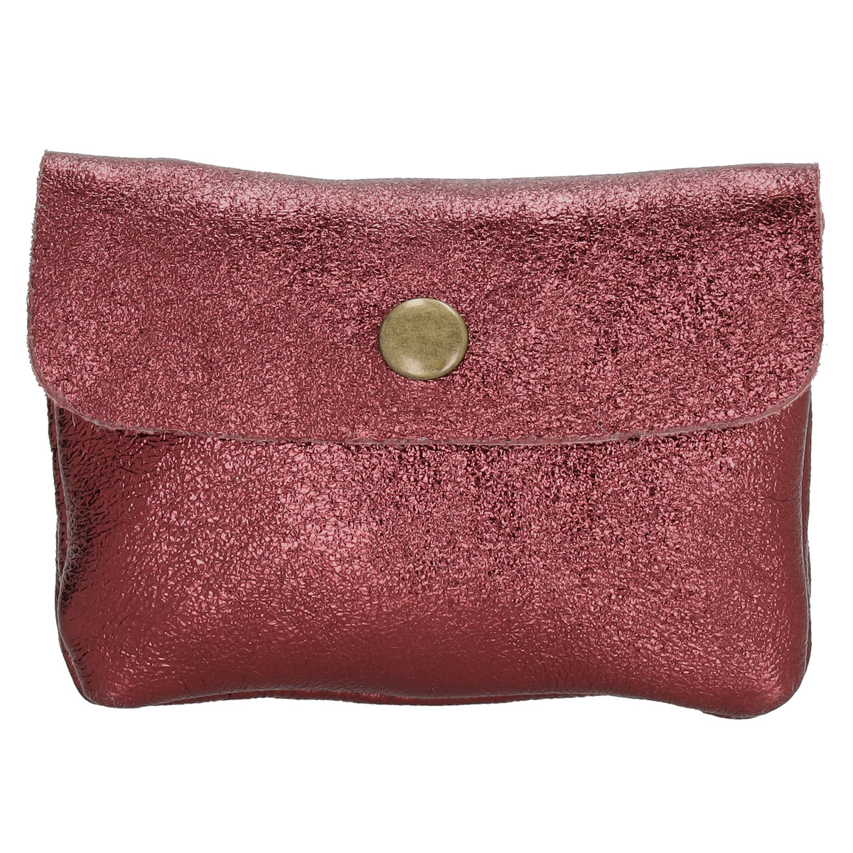 Lederbörse Mini 11x7,5cm in Bordeaux-Metallic mit Druckknopf - leder-accessoires.com