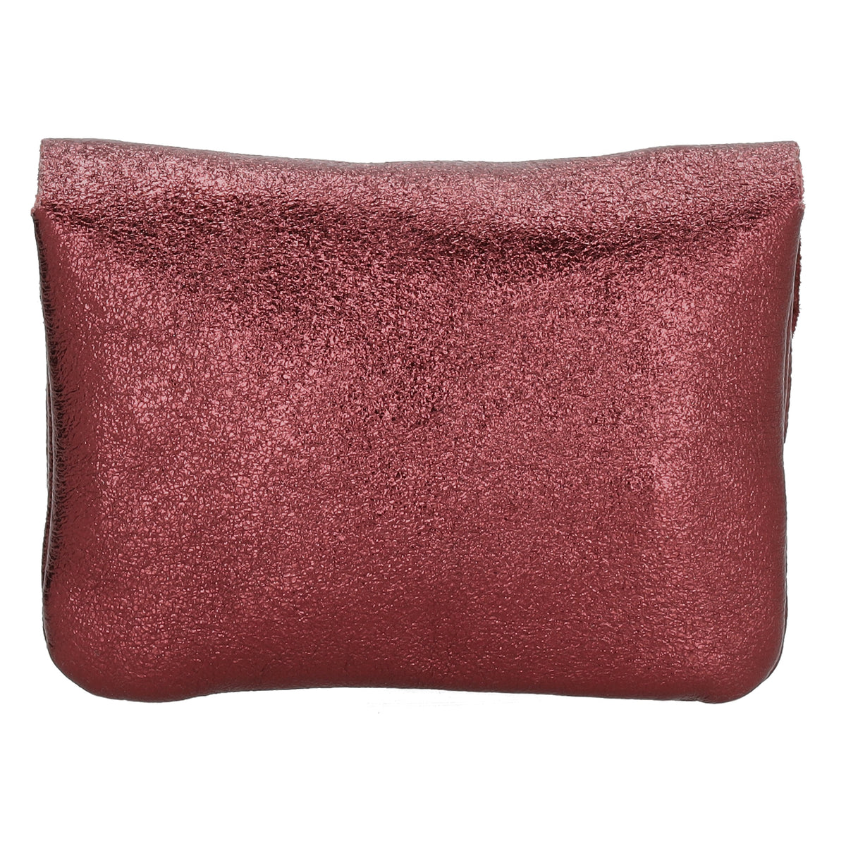 Lederbörse Mini 11x7,5cm in Bordeaux-Metallic mit Druckknopf - leder-accessoires.com