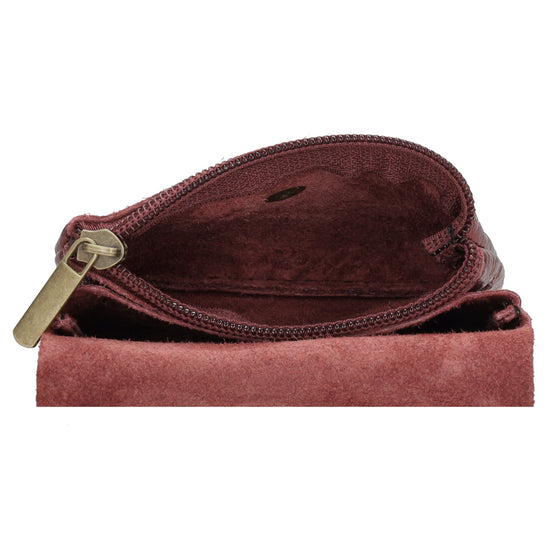 Lederbörse Mini 11x7,5cm in Bordeaux-Metallic mit Druckknopf - leder-accessoires.com