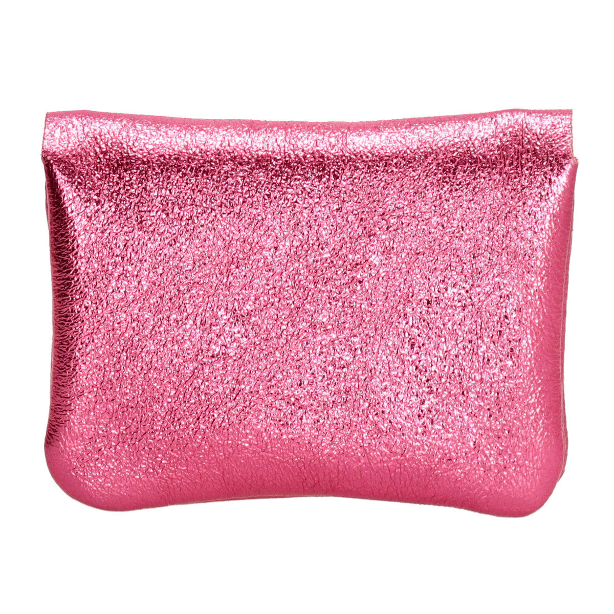 Lederbörse Mini 11x7,5cm in Rosa-Metallic mit Druckknopf - leder-accessoires.com