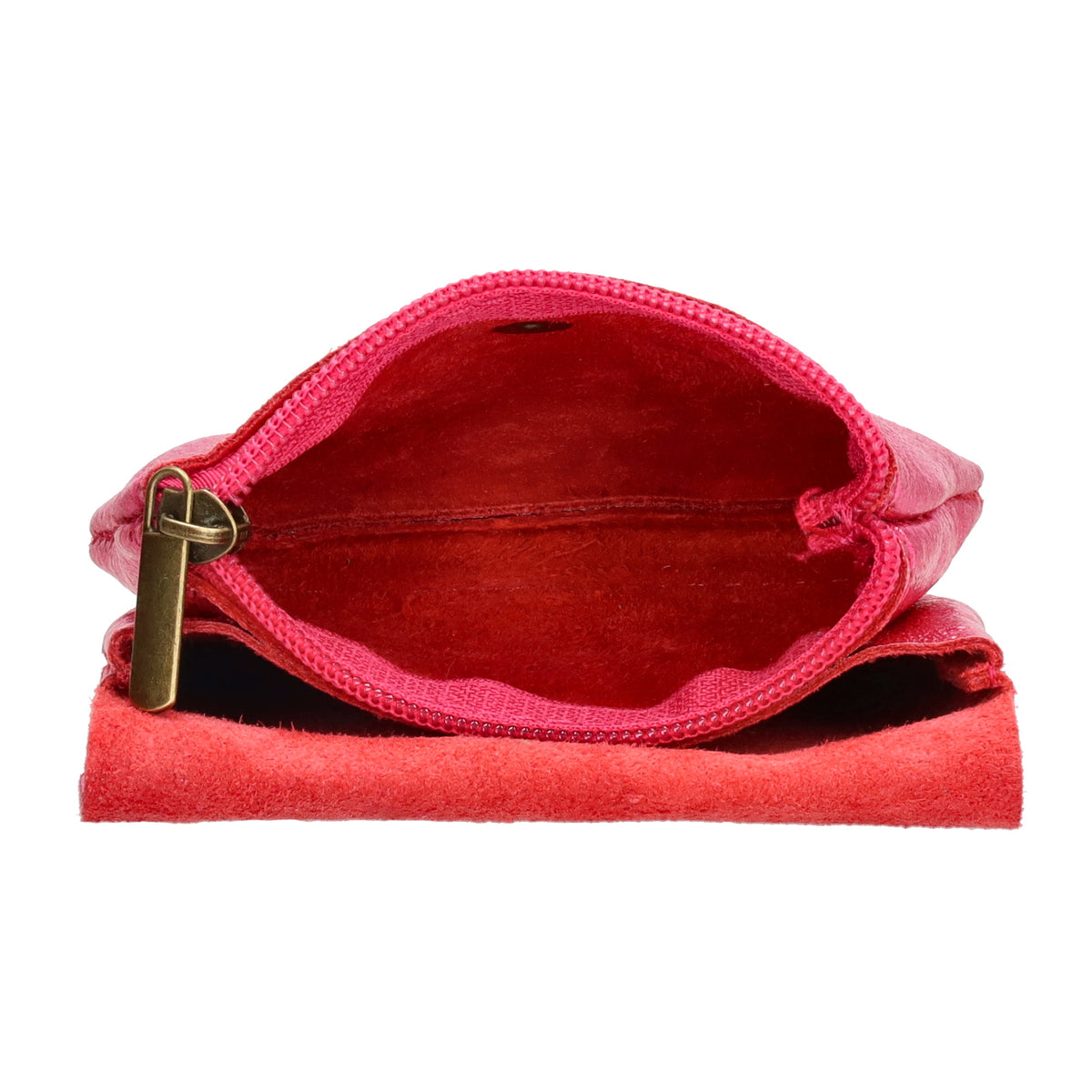 Lederbörse Mini 11x7,5cm in Rosa-Metallic mit Druckknopf - leder-accessoires.com