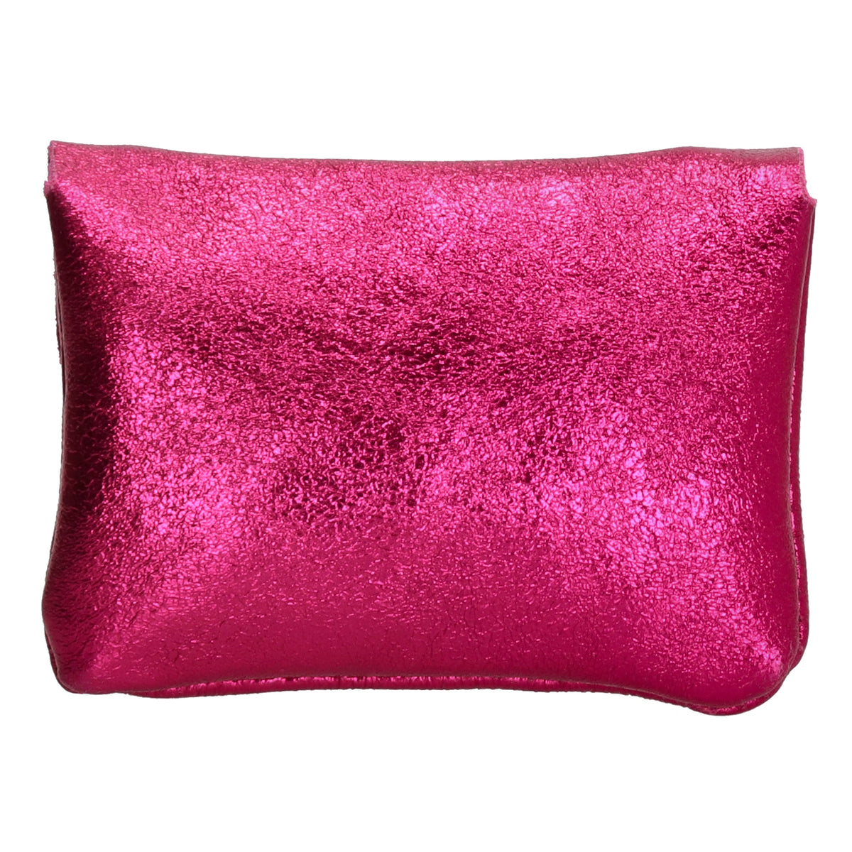 Lederbörse Mini 11x7,5cm in Fuchsia-Metallic mit Druckknopf - leder-accessoires.com