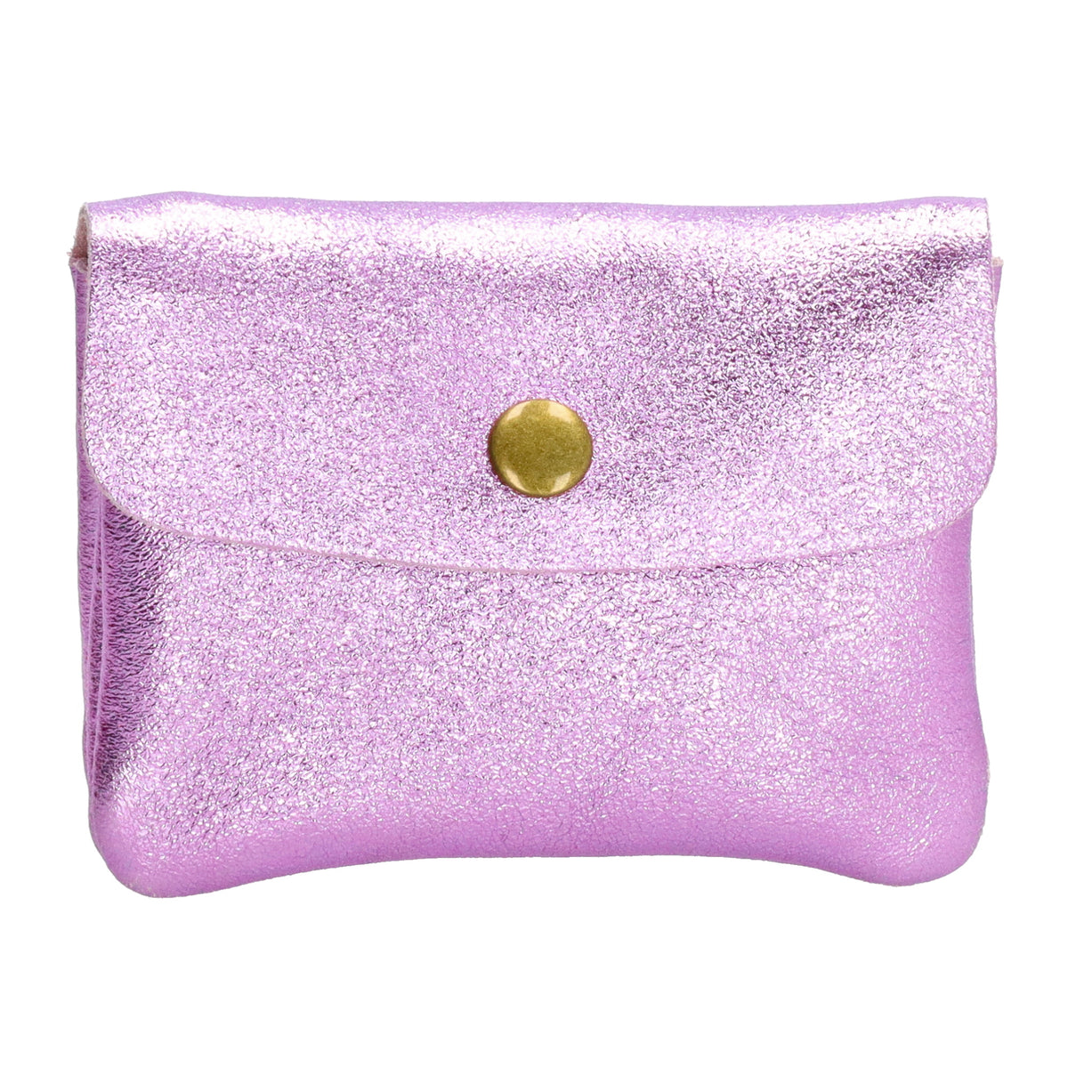 Lederbörse Mini 11x7,5cm in Flieder-Metallic mit Druckknopf - leder-accessoires.com