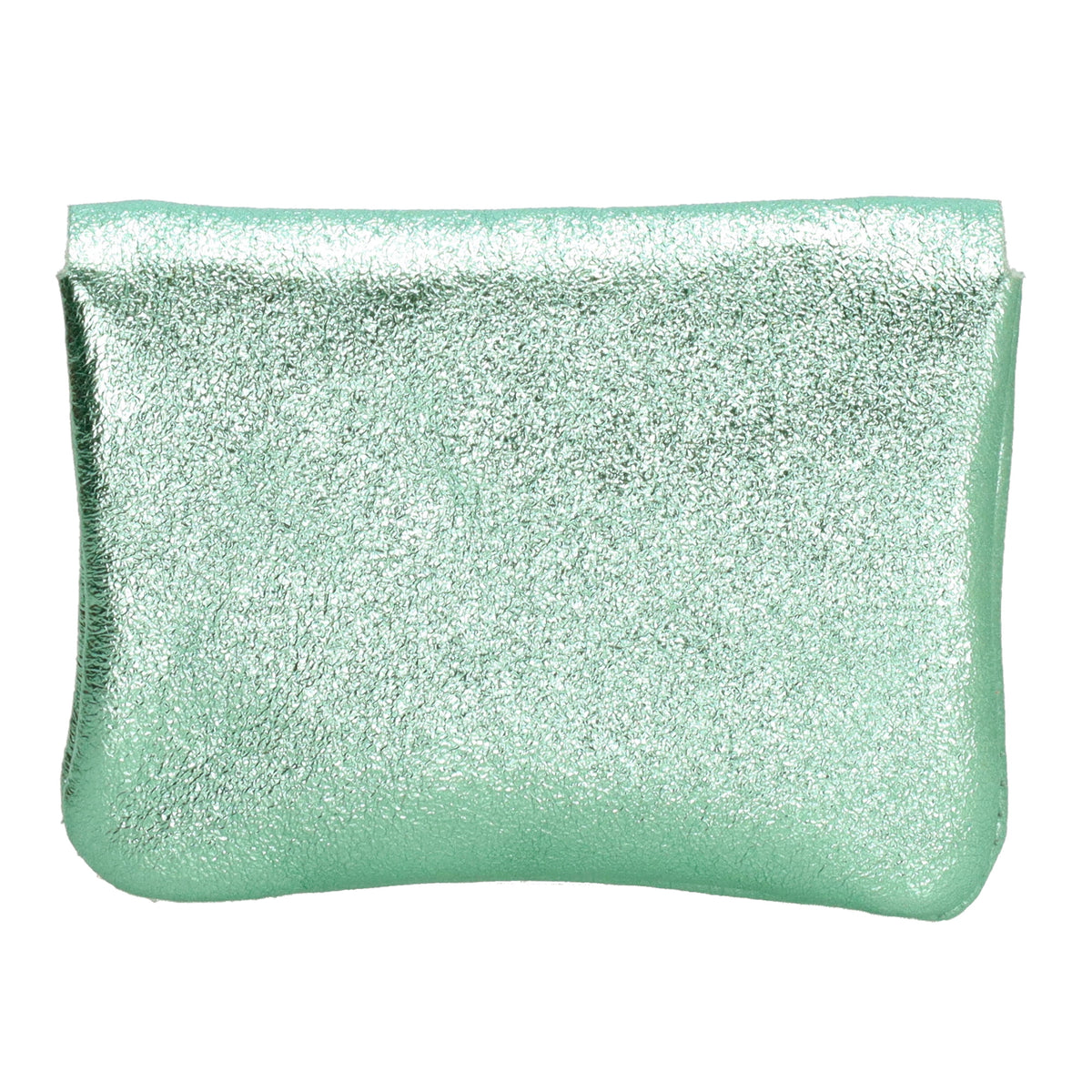 Lederbörse Mini 11x7,5cm in Minz-Metallic mit Druckknopf - leder-accessoires.com