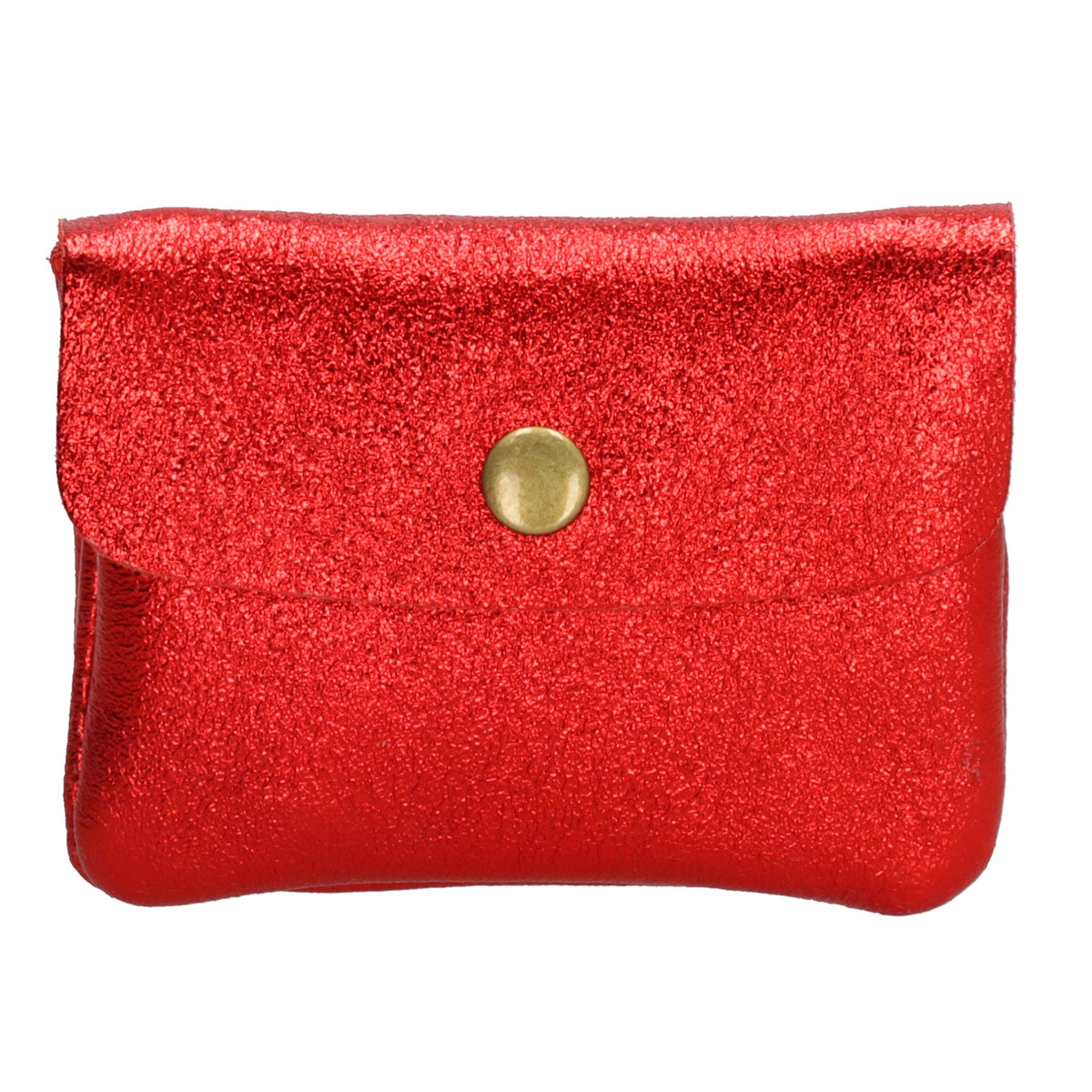 Lederbörse Mini 11x7,5cm in Rot-Metallic mit Druckknopf - leder-accessoires.com