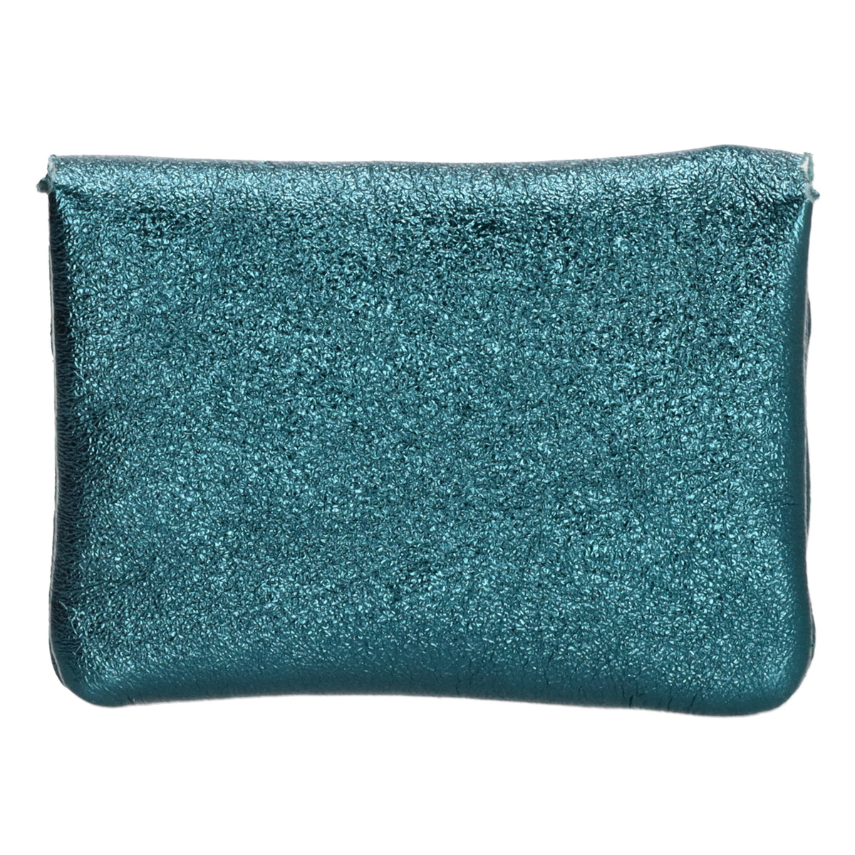 Lederbörse Mini 11x7,5cm in Petrol-Metallic mit Druckknopf - leder-accessoires.com