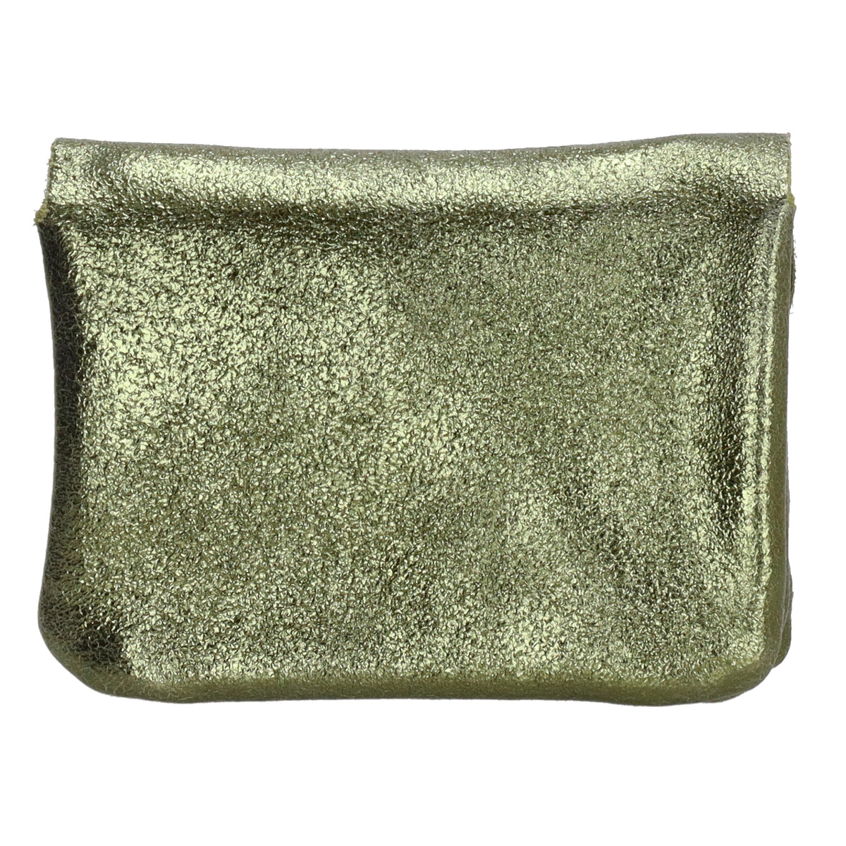 Lederbörse Mini 11x7,5cm in Olivgrün-Metallic mit Druckknopf - leder-accessoires.com