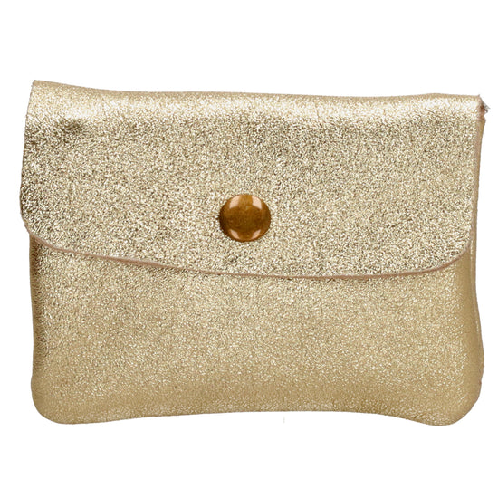 Lederbörse Mini 11x7,5cm in Gold-Metallic mit Druckknopf - leder-accessoires.com