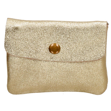 Lederbörse Mini 11x7,5cm in Gold-Metallic mit Druckknopf - leder-accessoires.com