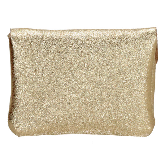Lederbörse Mini 11x7,5cm in Gold-Metallic mit Druckknopf - leder-accessoires.com