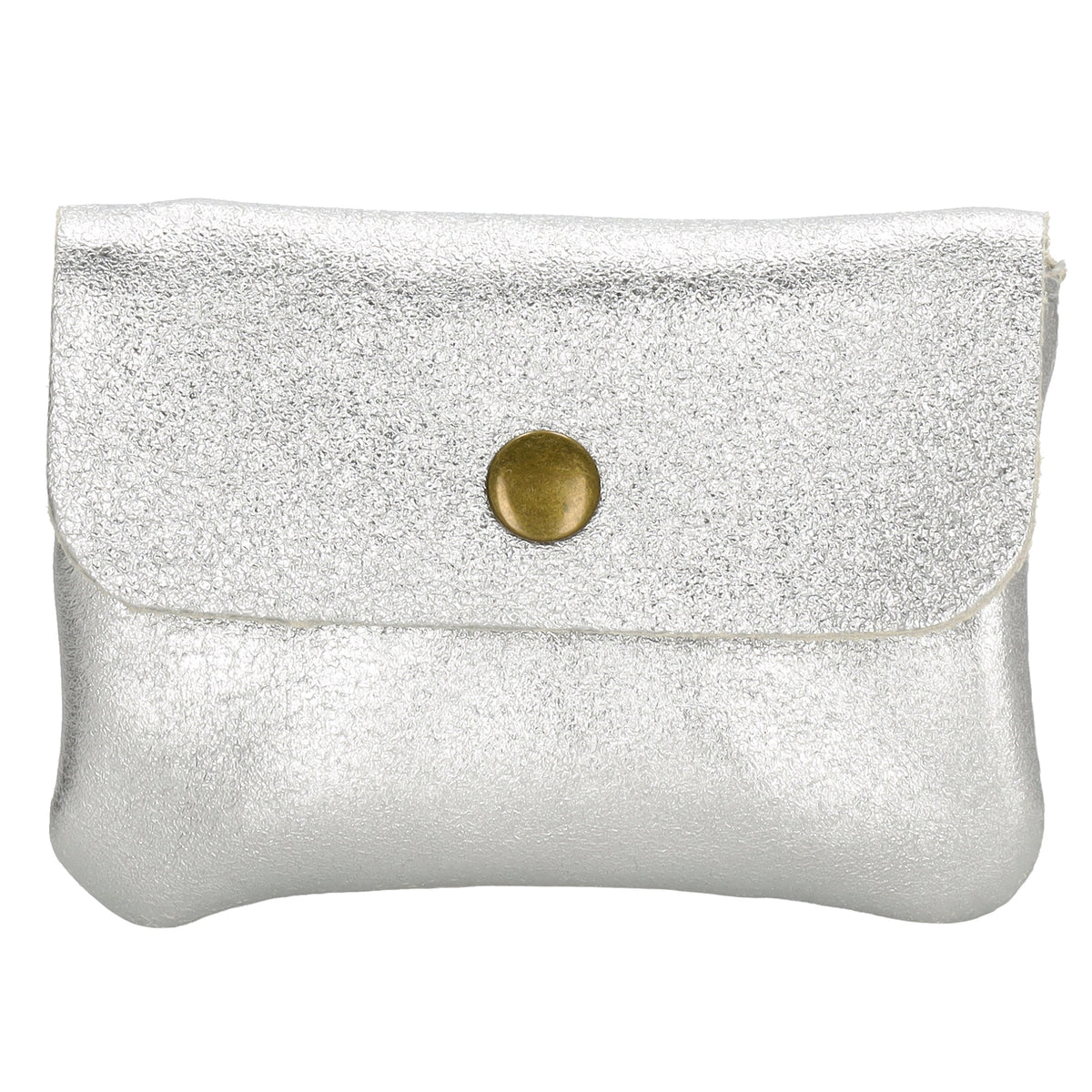 Lederbörse Mini 11x7,5cm in Silber-Metallic mit Druckknopf - leder-accessoires.com