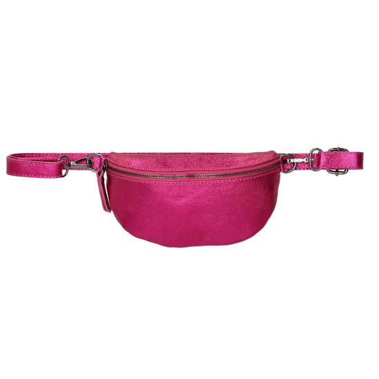 Bodybag 23x13cm in Fuchsia-Metallic mit Reißverschluss - leder-accessoires.com