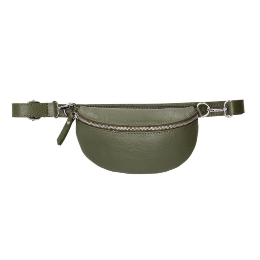 Bodybag 23x13cm in Olivgrün mit Reißverschluss - leder-accessoires.com
