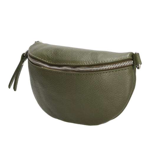 Bodybag 23x13cm in Olivgrün mit Reißverschluss - leder-accessoires.com