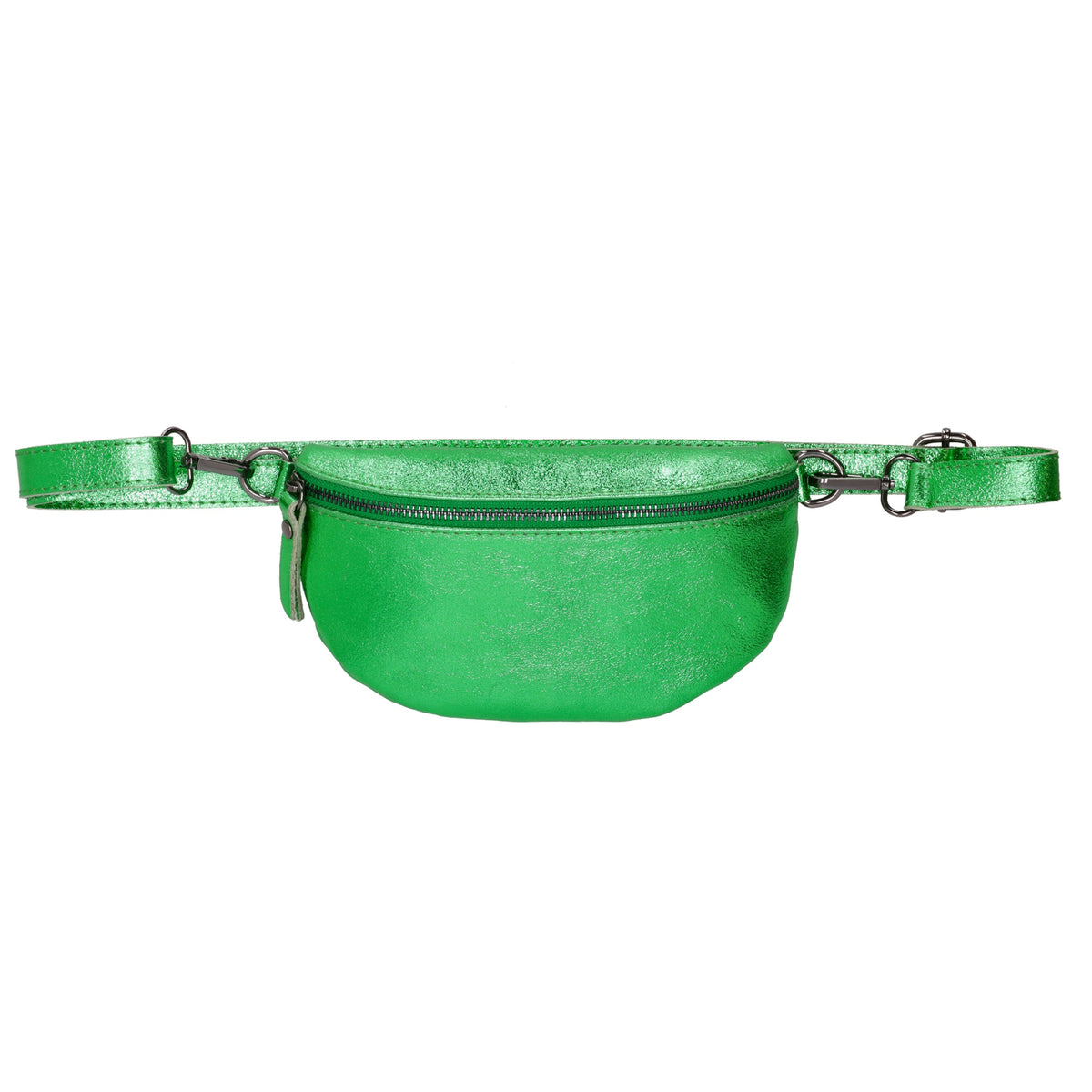 Bodybag 23x13cm in Grün-Metallic mit Reißverschluss - leder-accessoires.com