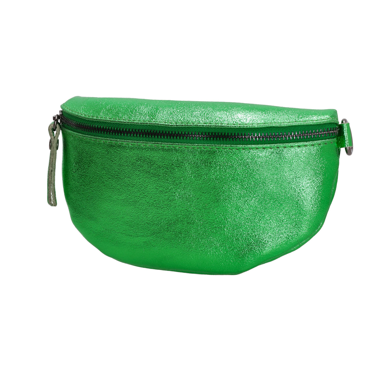 Bodybag 23x13cm in Grün-Metallic mit Reißverschluss - leder-accessoires.com