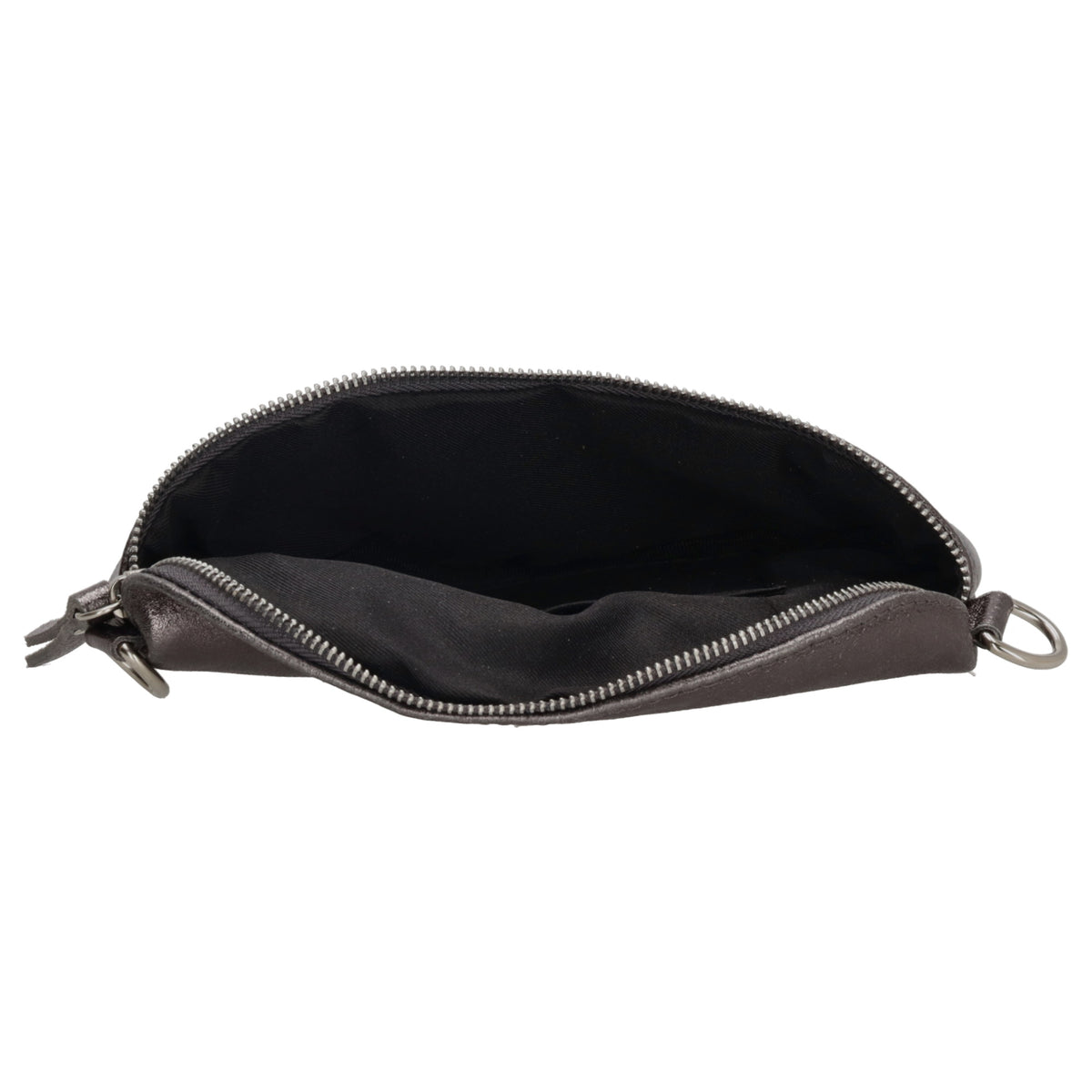 Bodybag 23x13cm in Dunkelsilber-Metallic mit Reißverschluss - leder-accessoires.com