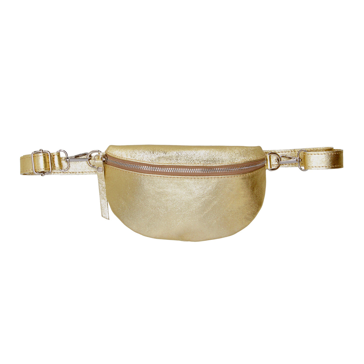 Bodybag 23x13cm in Gold-Metallic mit Reißverschluss - leder-accessoires.com