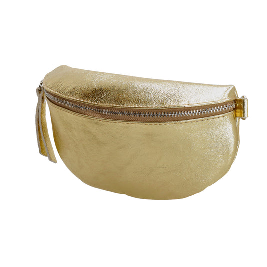 Bodybag 23x13cm in Gold-Metallic mit Reißverschluss - leder-accessoires.com