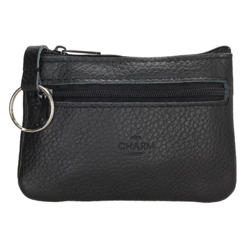 Schlüsseletui 13,5x9cm in Schwarz aus Leder mit Reißverschluss - leder-accessoires.com