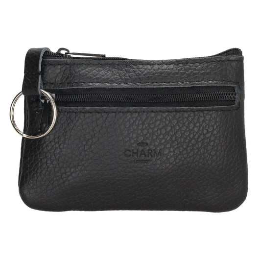 Schlüsseletui 13,5x9cm in Schwarz aus Leder mit Reißverschluss - leder-accessoires.com