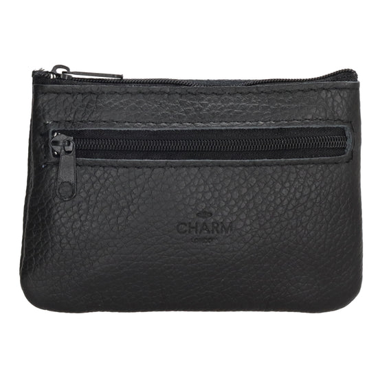 Schlüsseletui 13,5x9cm in Schwarz aus Leder mit Reißverschluss - leder-accessoires.com