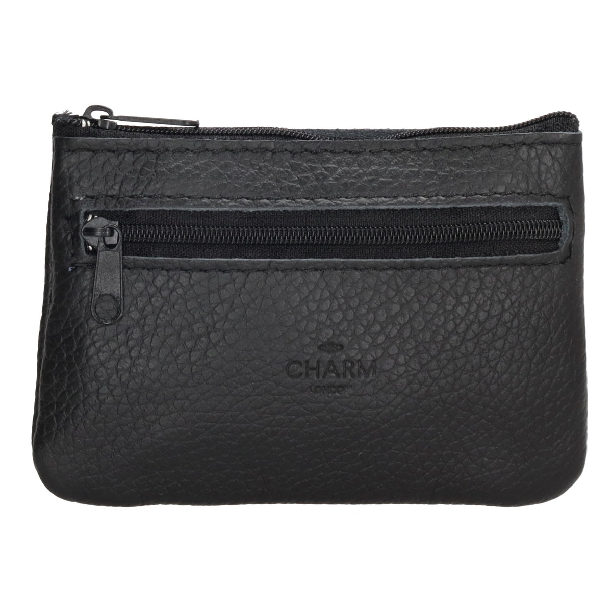 Schlüsseletui 13,5x9cm in Schwarz aus Leder mit Reißverschluss - leder-accessoires.com