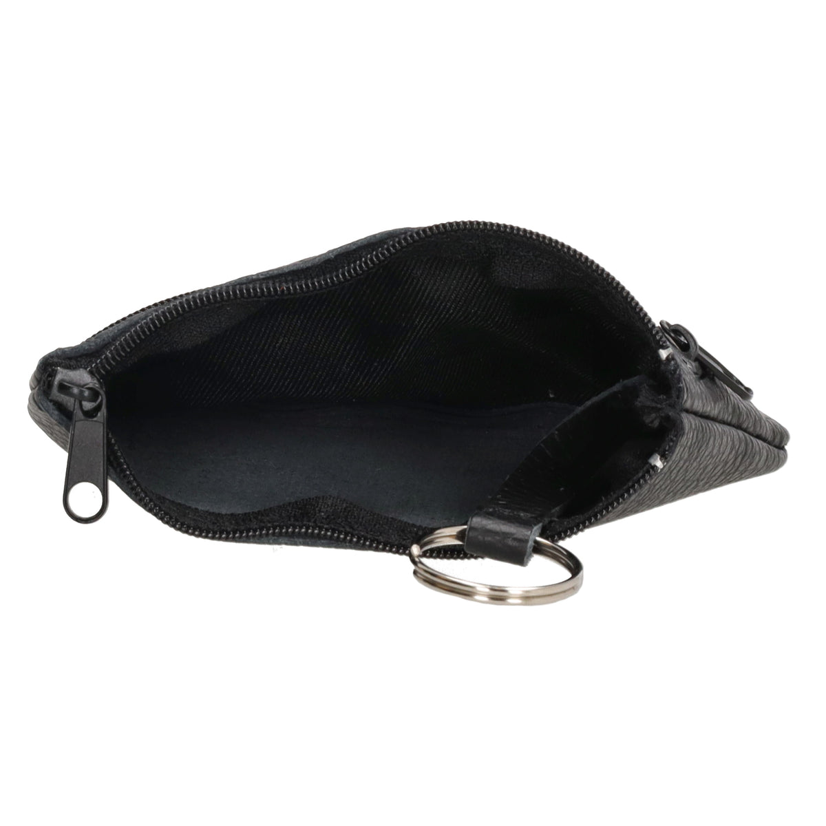 Schlüsseletui 13,5x9cm in Schwarz aus Leder mit Reißverschluss - leder-accessoires.com