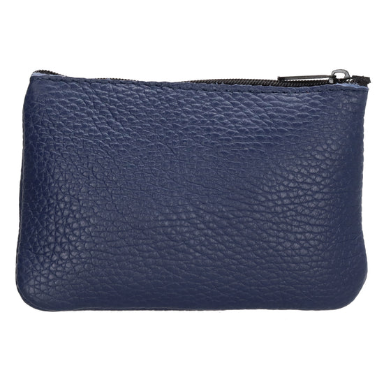 Schlüsseletui 13,5x9cm in Blau aus Leder mit Reißverschluss - leder-accessoires.com