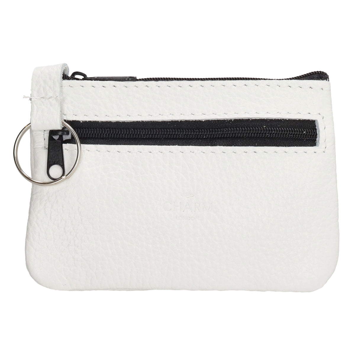 Schlüsseletui 13,5x9cm in Weiß aus Leder mit Reißverschluss - leder-accessoires.com