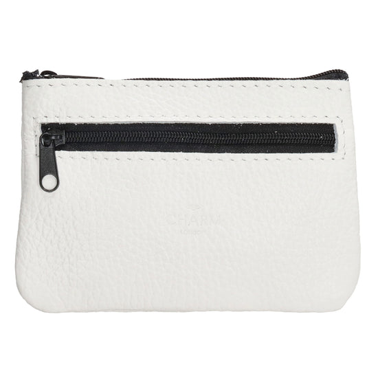 Schlüsseletui 13,5x9cm in Weiß aus Leder mit Reißverschluss - leder-accessoires.com