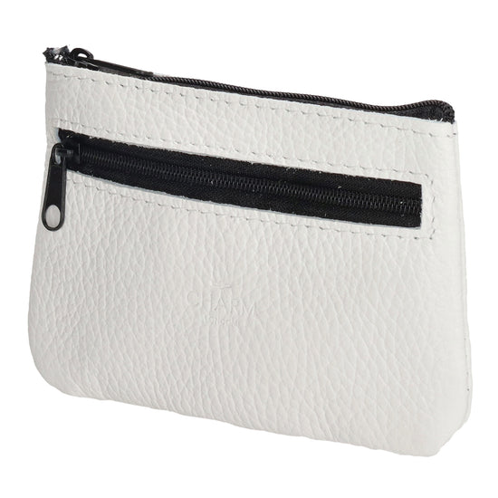 Schlüsseletui 13,5x9cm in Weiß aus Leder mit Reißverschluss - leder-accessoires.com