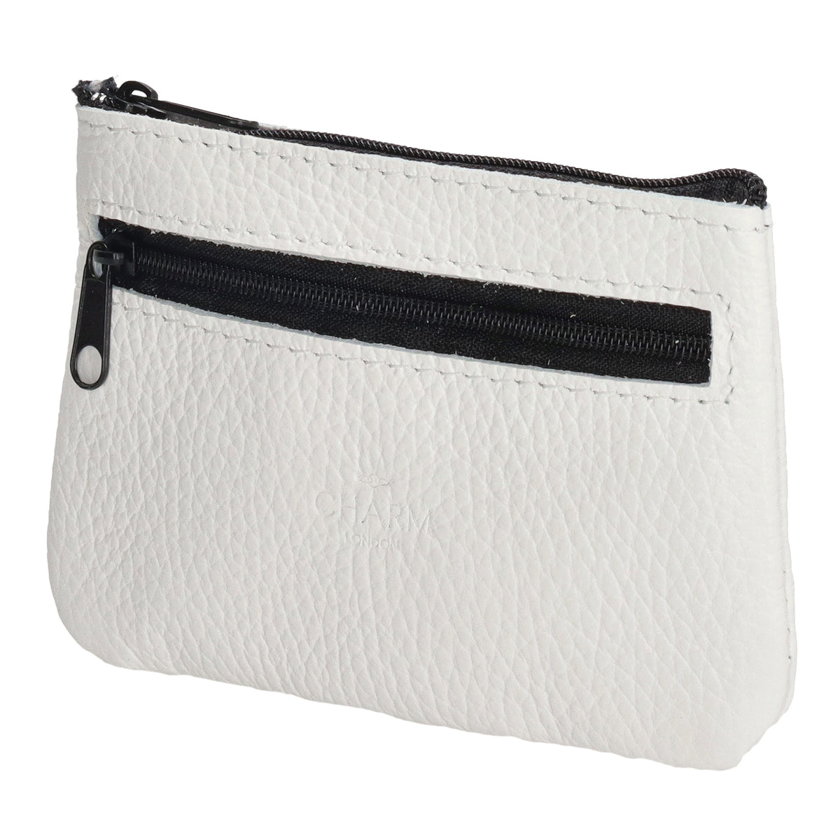 Schlüsseletui 13,5x9cm in Weiß aus Leder mit Reißverschluss - leder-accessoires.com