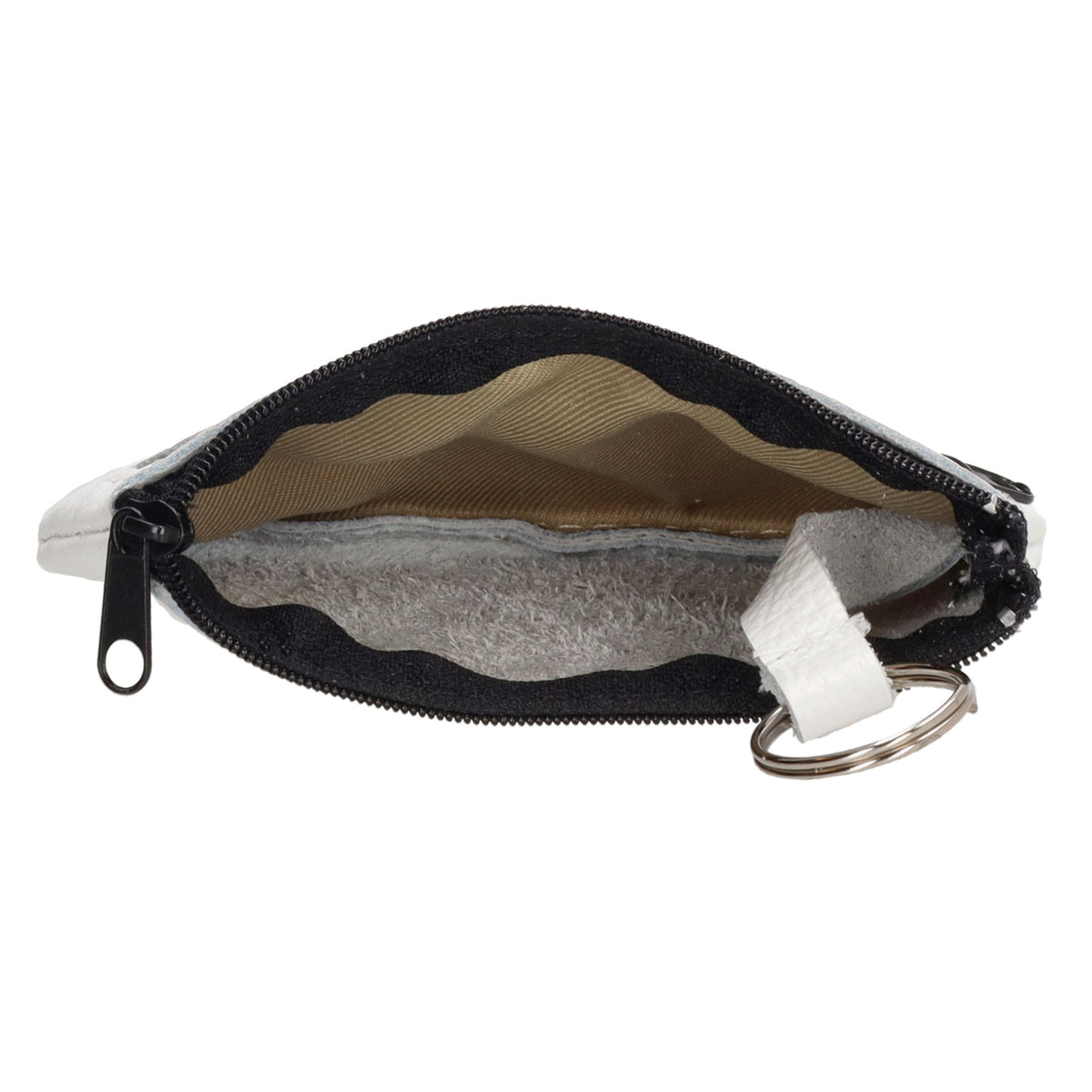 Schlüsseletui 13,5x9cm in Weiß aus Leder mit Reißverschluss - leder-accessoires.com