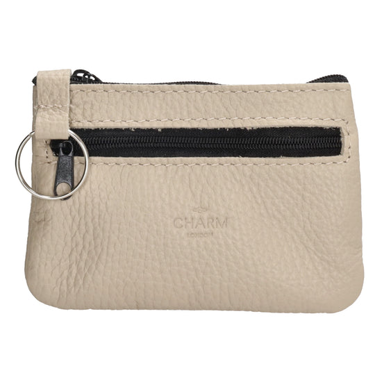 Schlüsseletui 13,5x9cm in Grau aus Leder mit Reißverschluss - leder-accessoires.com