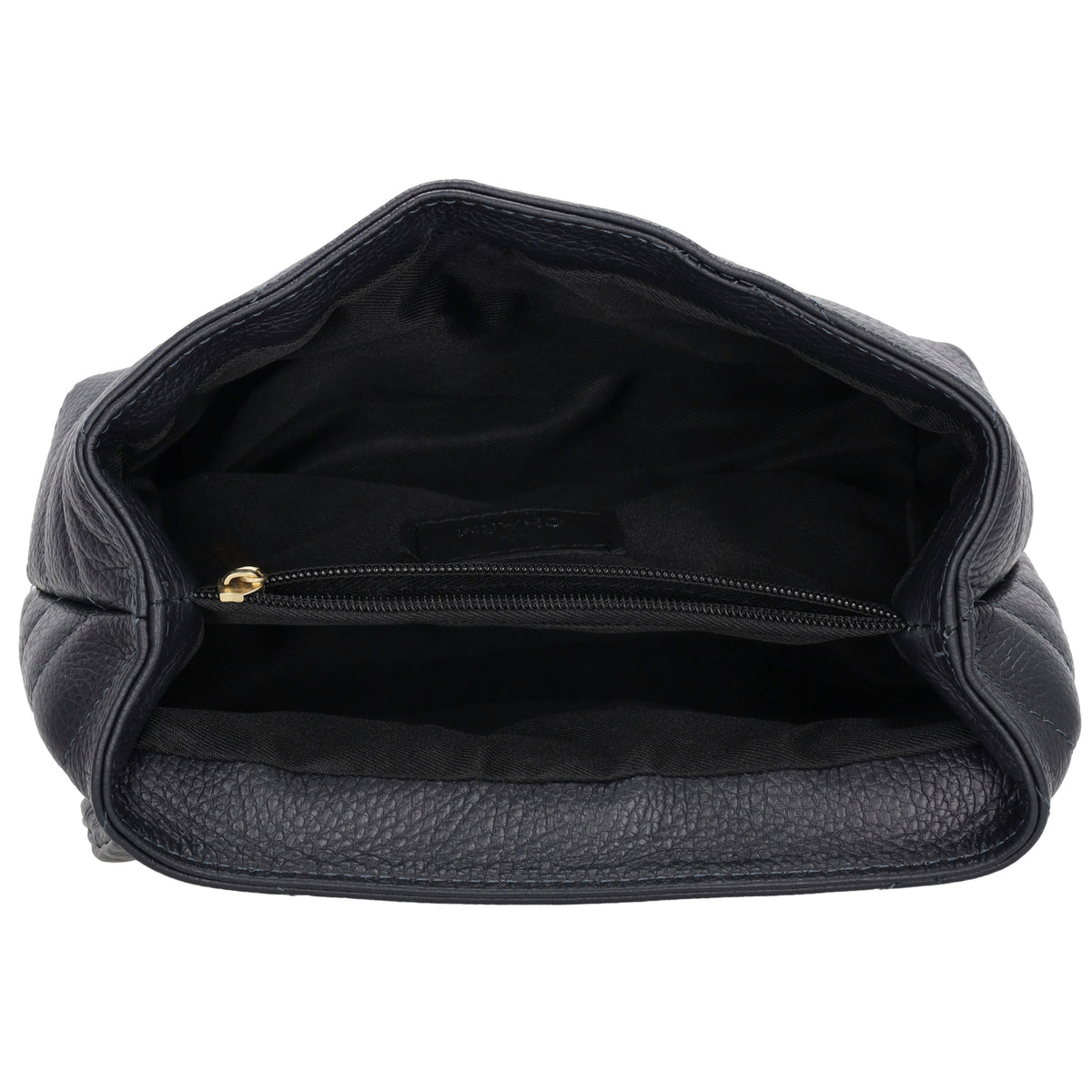 Schultertasche 25x15cm in Blau mit gestepptem Leder und Kettenriemen Gold - leder-accessoires.com